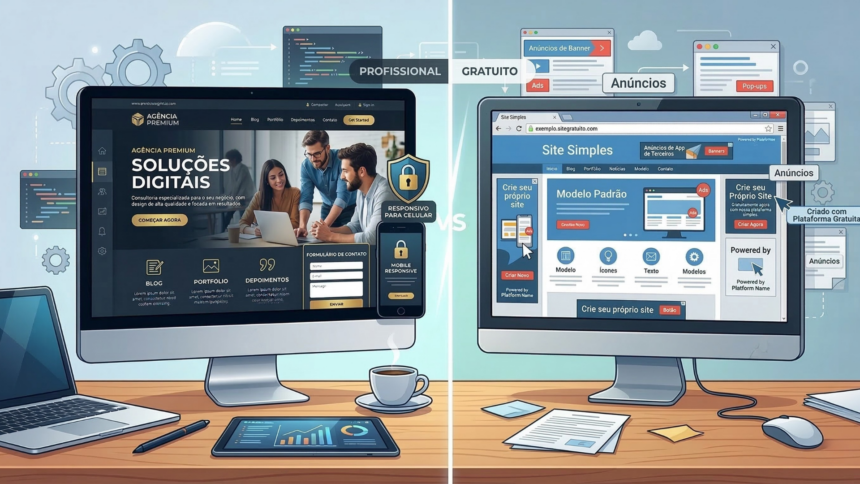 diferença entre site profissional e site gratuito